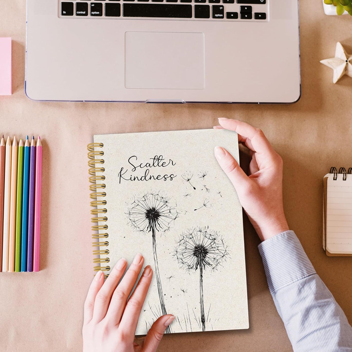 Inspirational Dandelion Floral Spiral Notebook, Motivational Dandelion Journaling Notebooks for Note Taking, Flower Hardcover Journals 160 Pages 5.5x8.3 Inch, Mental Health Gifts for Women