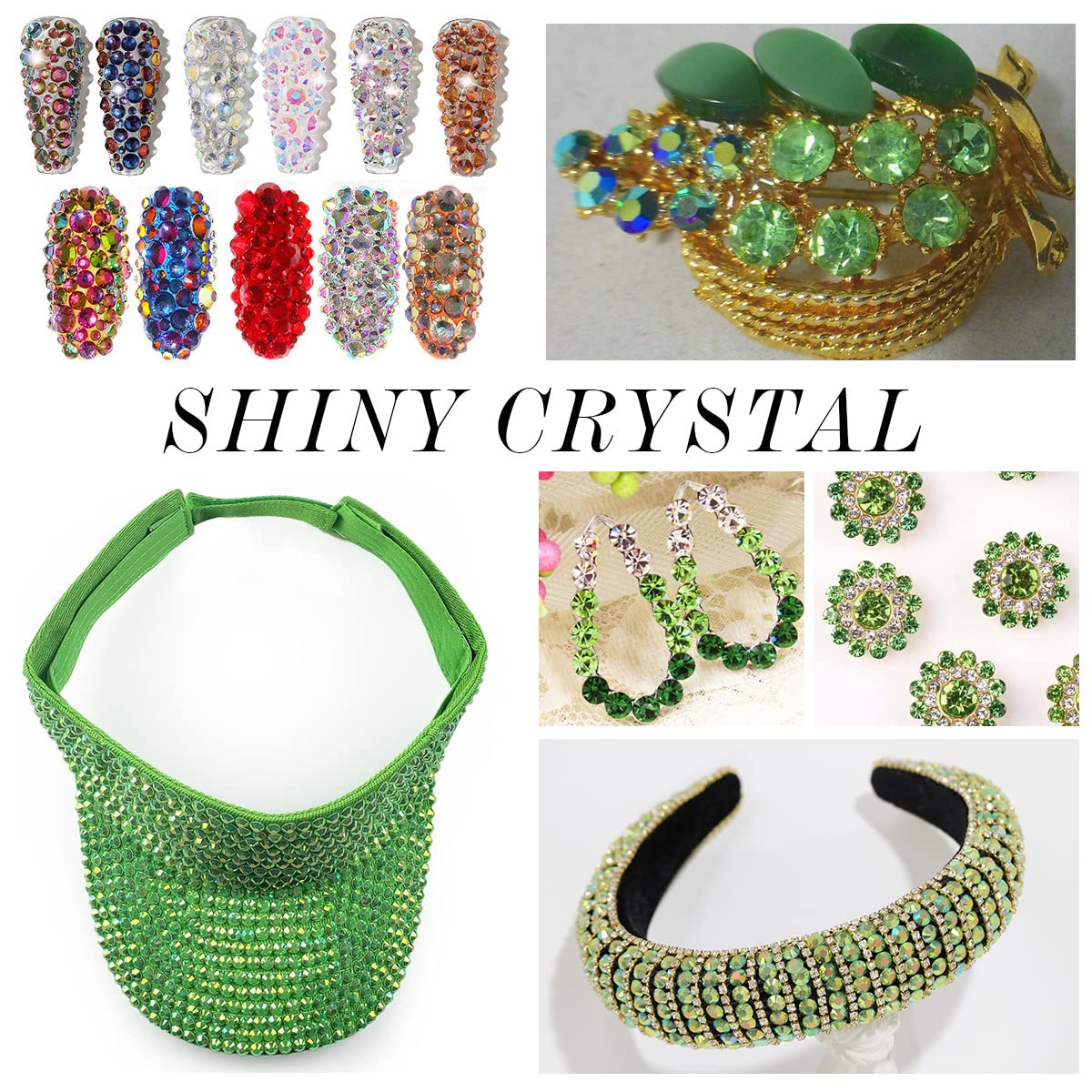 1440Pcs Light-green Ab Crystal Rhinestones,Glass Flatback Rhinestones Gemstones for Nail Face Makeup Art Crafts Clothes Decoration -(SS12,3.0mm,Light-green Ab)