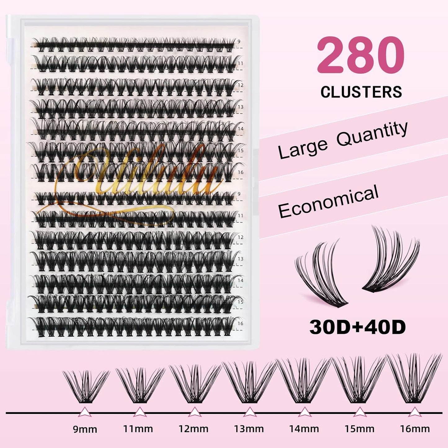 Lash Clusters Individual Lashes D Curl 30+40D 0.07D 9-16 MIX 280 Clusters Lashes DIY Lash Extensions at Home False Lashes Wispy Eye Lash Clusters