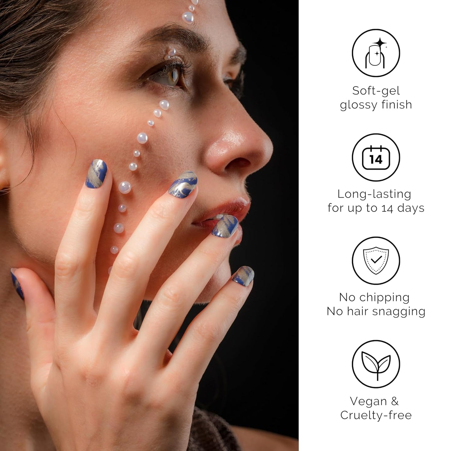 NAILOG Semi Cured Gel Nail Strips 34 pcs| Buy 2 Get 1 UV Lamp | Long Lasting Nail Polish Sticker Wraps with Glossy Gel Finish, Shooting Stars