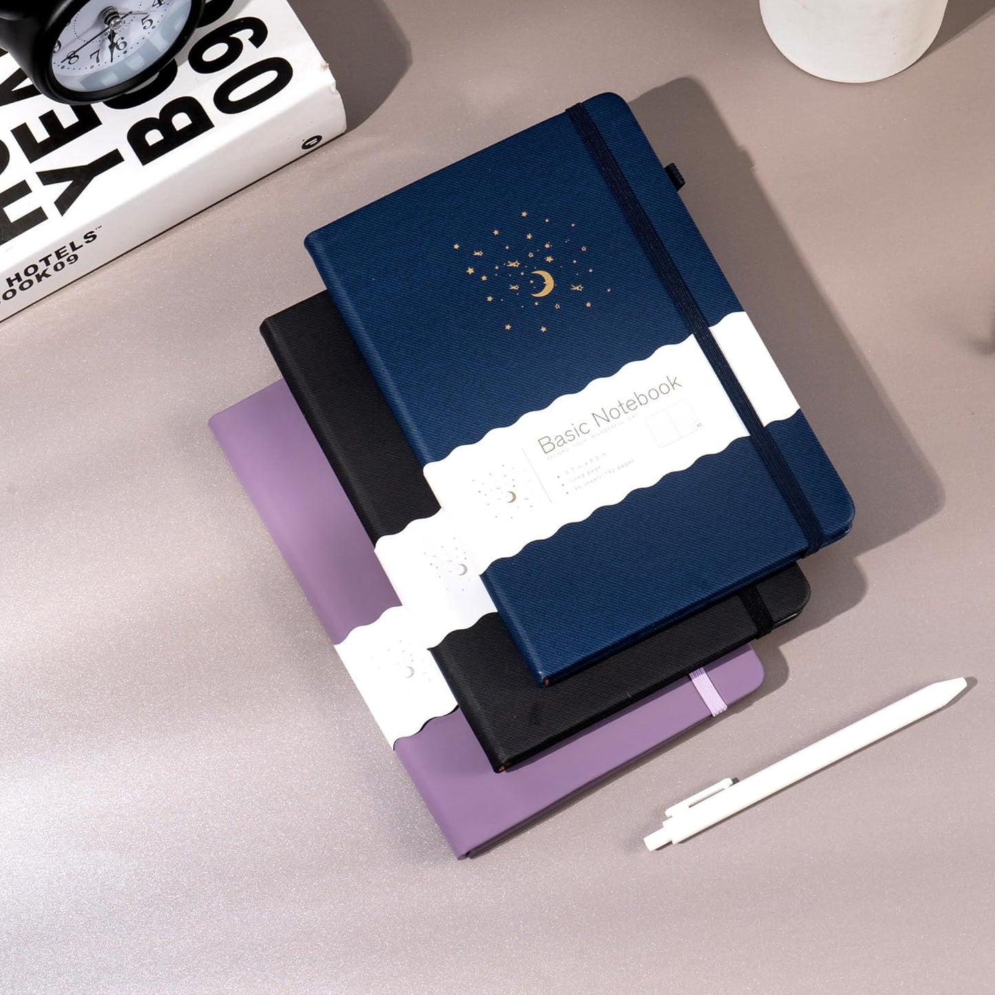 CAGIE 3 Pack Lined Journals Notebook for Work, Hardcover Journal Notebook for Women Men Journals for Writing Note Taking Diary, Black& Blue& Purple, 5.7" x 8.3"