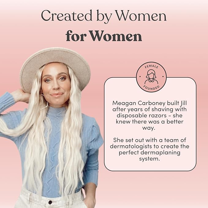 Jill Dermaplane Razor Trial Kit | Facial Hair Removal Dermaplaning Kit Includes 1 Shave Wand, 2 Dermaplane Razors & Cleaning Cloth | Pre-Shave Magic Spray & Wipes Not Included