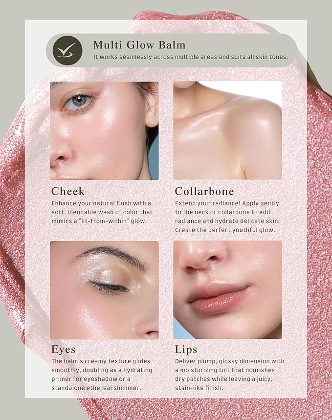 Multi Glow Balm, Cream Blush for Cheeks, Blush Balm Face Makeup, Radiant Finish, Hydrating, Creamy, Lightweight & Blendable Color, Face Makeup, 0.63 Oz