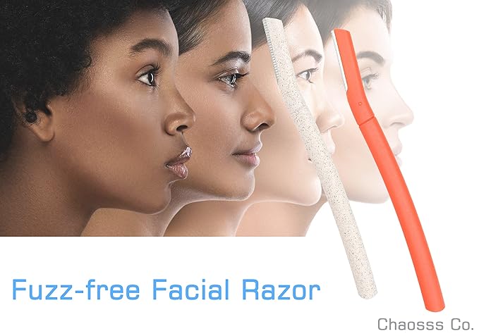 Chaosss &., Facial Fuzz-Free Razor, Eyebrow Trimmer Chaosss Co. Professional Exfoliating Dermaplaning Tool, Peach Fuzz Shaver and Multipurpose Home Skin Care for Women and Men (Pack of 4)