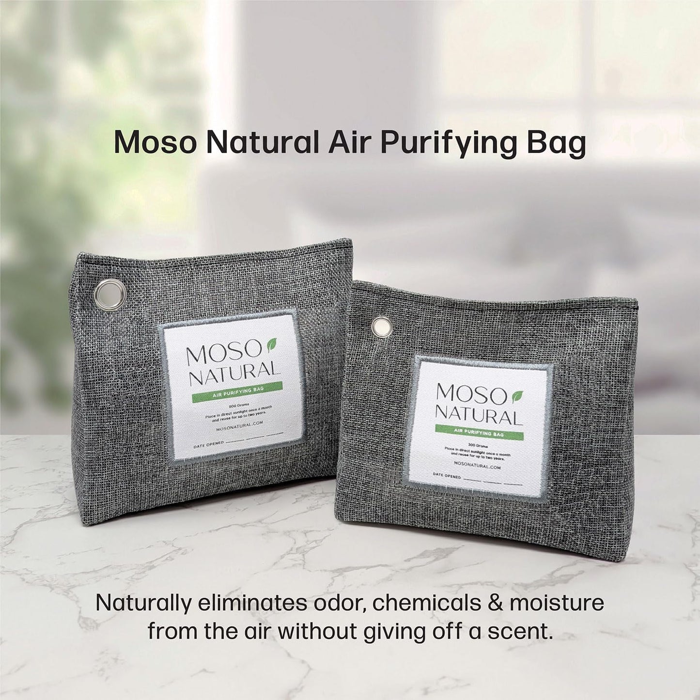 Moso Natural Air Purifying Bag 300g (10.58oz) Premium Bamboo Charcoal Odor Absorber for Home & Pet, Closet Odor Eliminator & Small Room Deodorizer, Charcoal Bags Last 2 Years, Unscented
