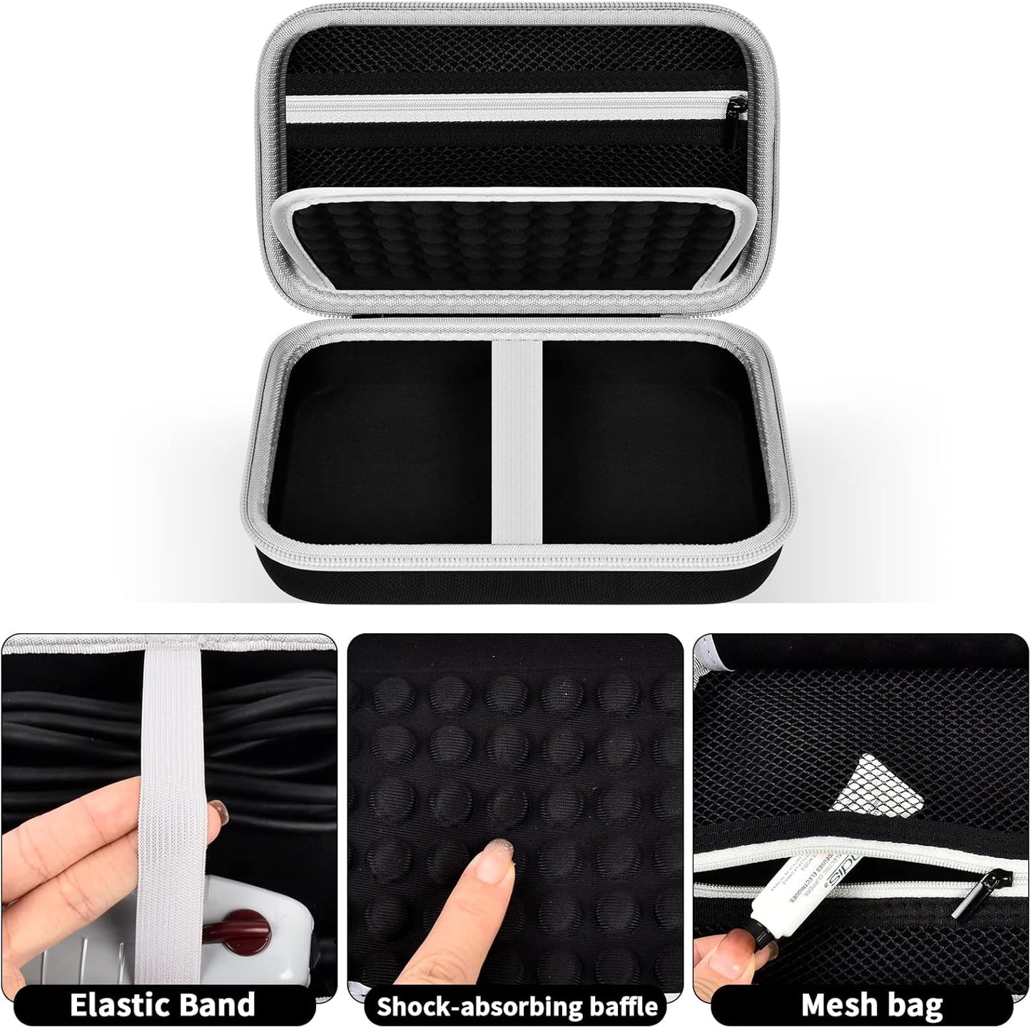 Case for Andis Professional T-Outliner Beard & Hair Trimmer, Model GTO 04780/04710/04603/04775, with Mesh Pocket for Attachment Set - Bag Only (Black+Black Inner)