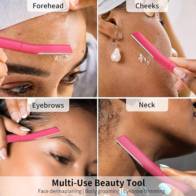 Face Razors for Women, Dermaplane Razor for Women Face, Eyebrow Razor, Facial Razors, Dermaplaning Tool, Gentle Skin Exfoliation Microblades for Sensitive Skin, Peach Fuzz Remover, 10 Count (Coral)