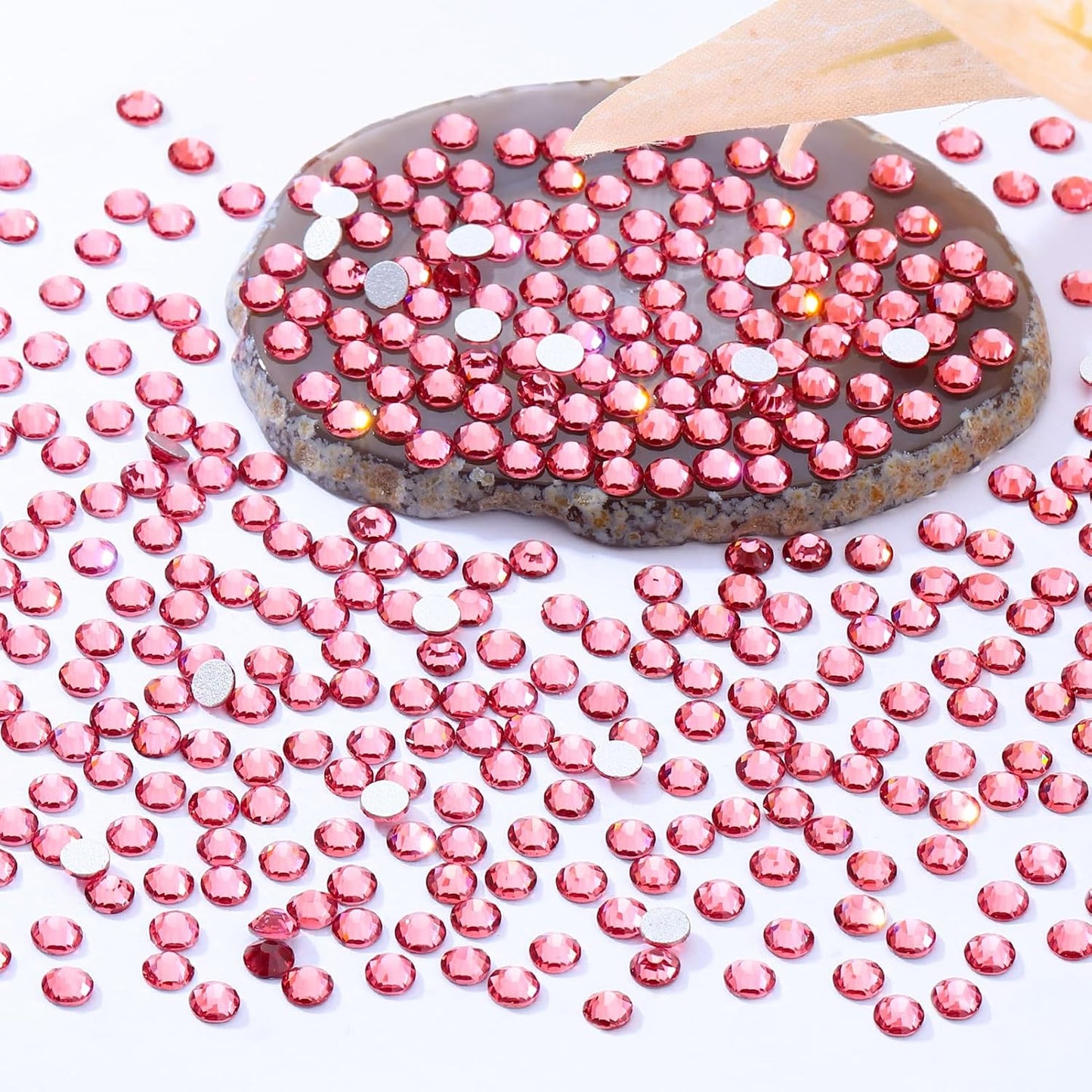 Rose Flatback Rhinestones, Glass Rhinestones for Nail Art and Craft, Glue Fix, Loose Crystal Gemstones(Rose, SS16, 2880pcs, 3.8-4.0mm)