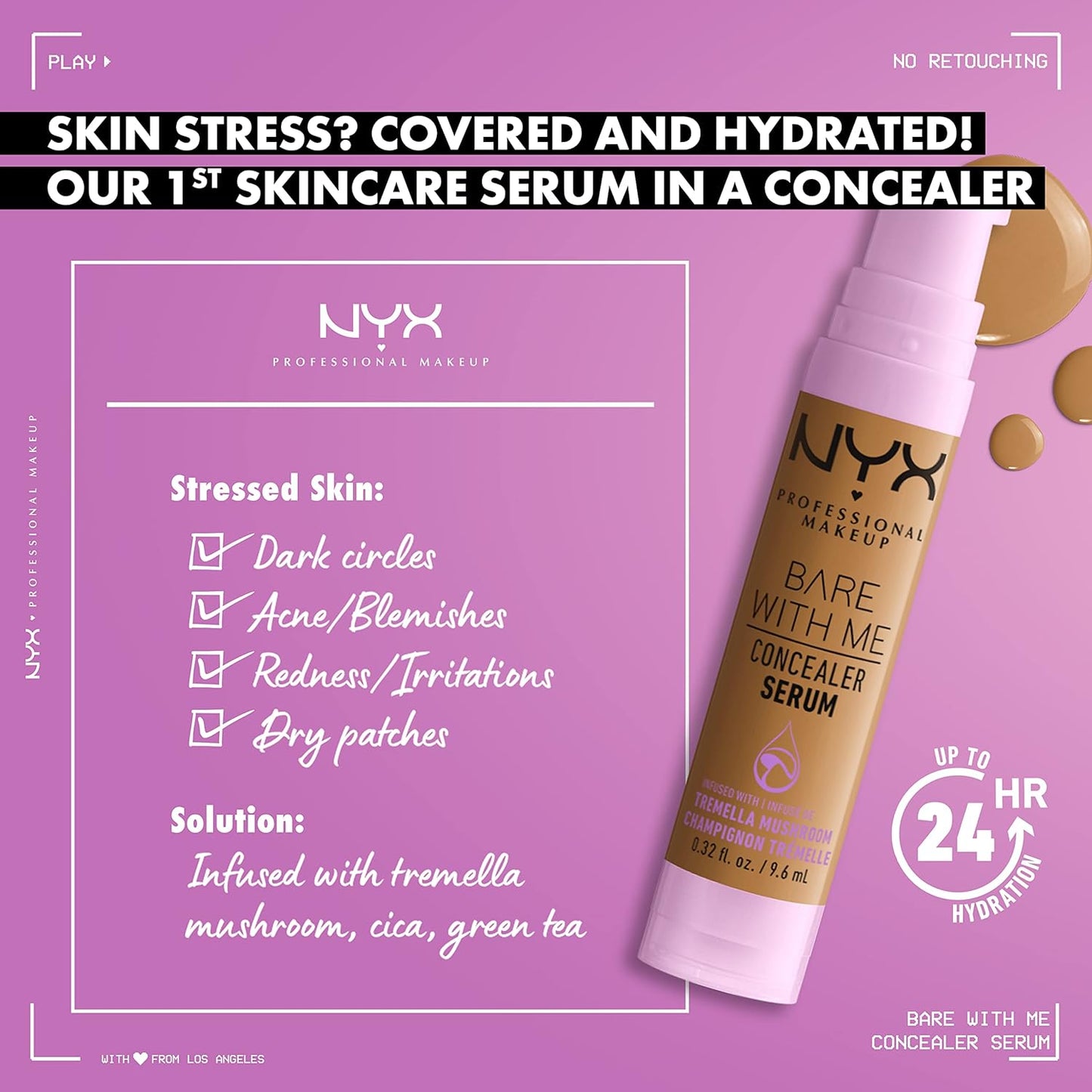 NYX PROFESSIONAL MAKEUP Bare With Me Concealer Serum, Concealer Makeup For Up To 24Hr Hydration - Camel