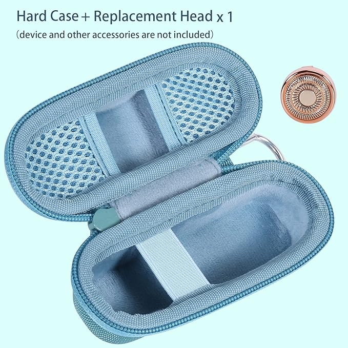 co2CREA Hard Case and Replacement Head Compatible with Finishing Touch Flawless Facial Hair Remover Electric Face Razor Women (Parisian Blue Case + Replacement Head)