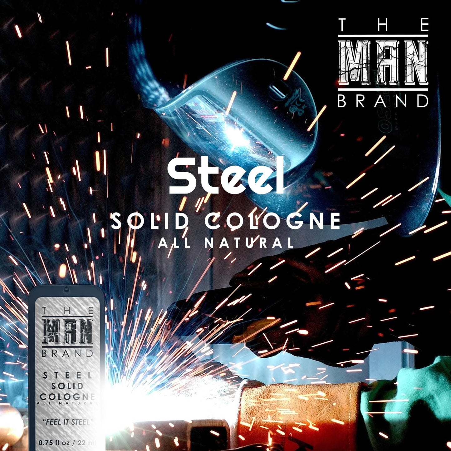Steel Solid Cologne 0.75 oz - Natural Men's Cologne - Redefined men's fragrance Wax Cologne, Steel Travel Size Cologne for men - Solid Cologne Men's Steel Scent (3/4 Ounce (Pack of 1), Steel)