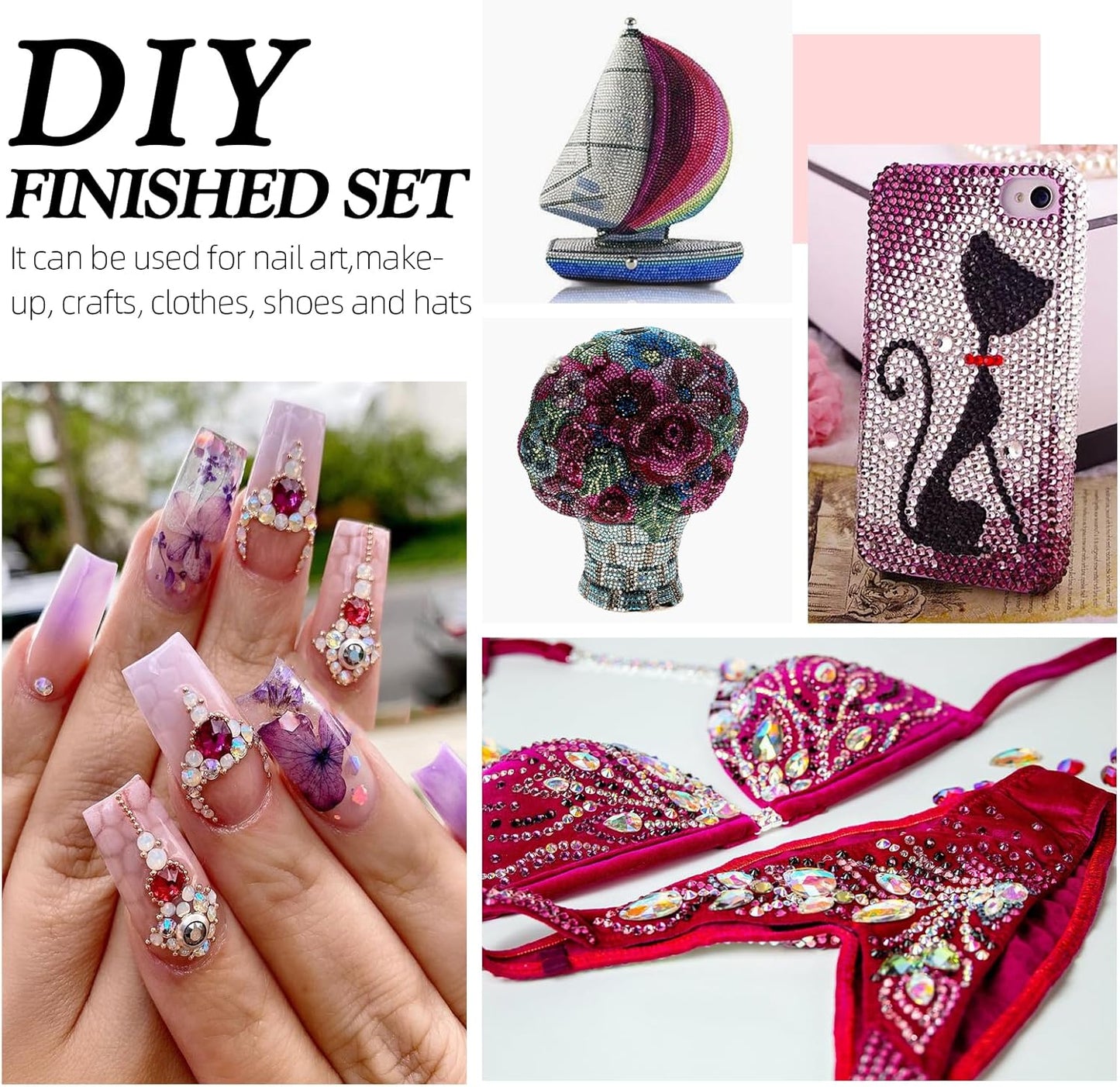 Purple Flatback Rhinestones, Glass Rhinestones for Nail Art and Craft, Glue Fix, Loose Crystal Gemstones(Purple, SS16, 1440pcs, 3.8-4.0mm)