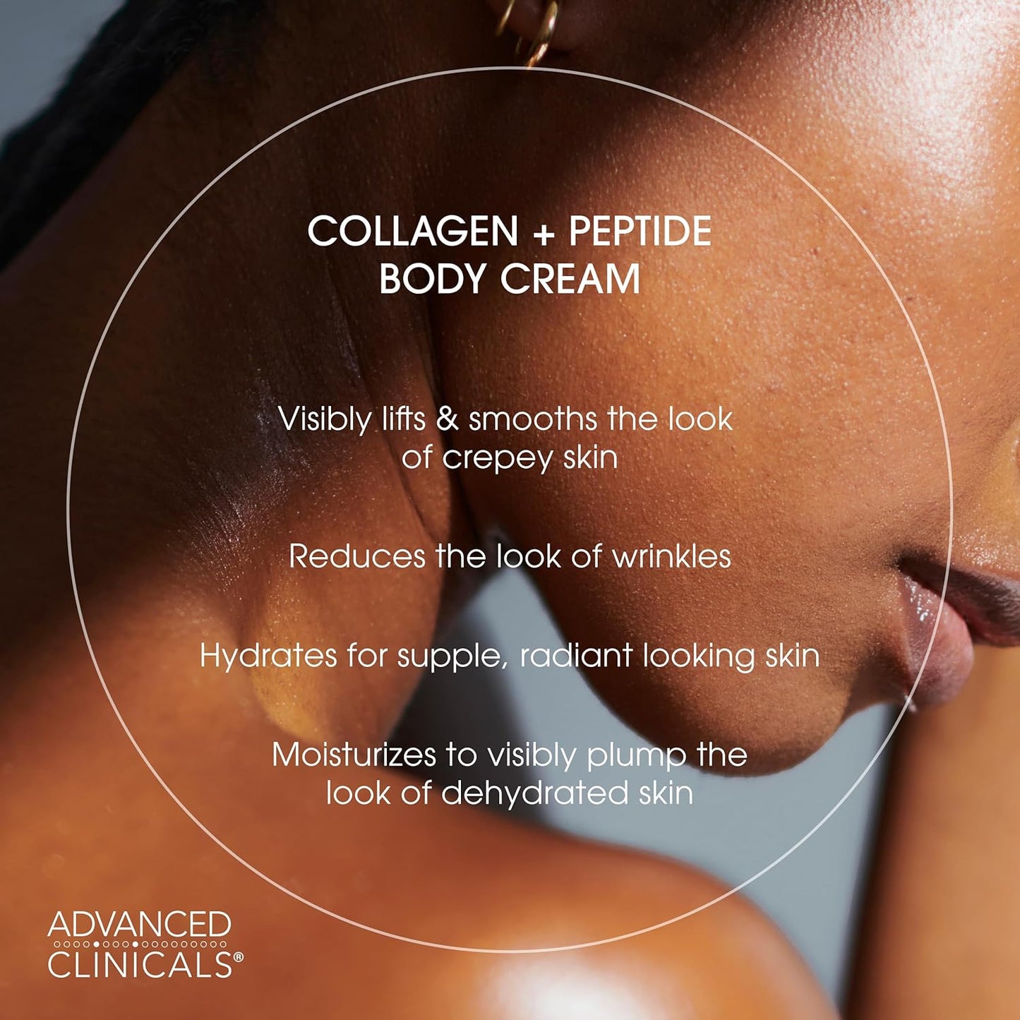 Advanced Clinicals Collagen Peptides Body Lotion & Face Moisturizer | Peptide Infused Collagen Lotion For Women & Men Helps Improve Look Of Crepey Skin, Wrinkles, & Uneven Dry Skin Texture, 16 Ounce