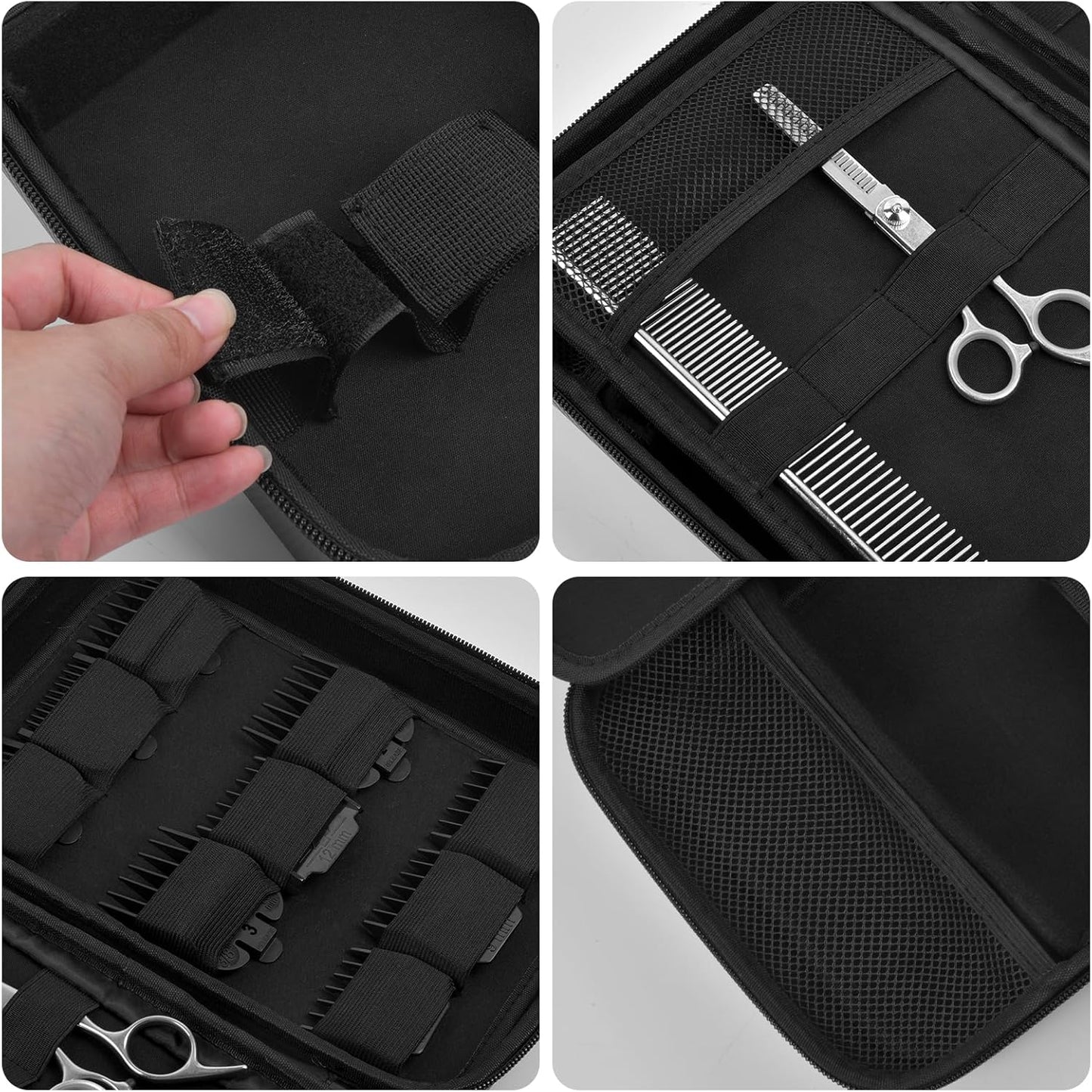 Boobowl Barber Accessories Bag for Clippers and Supplies, Mens Hair Trimmers Box, Portable Clipper Storage Holder Organizer for Hair Cutting, Guard Grooming Kit and Barbers Supplies (Bag Only) -Black