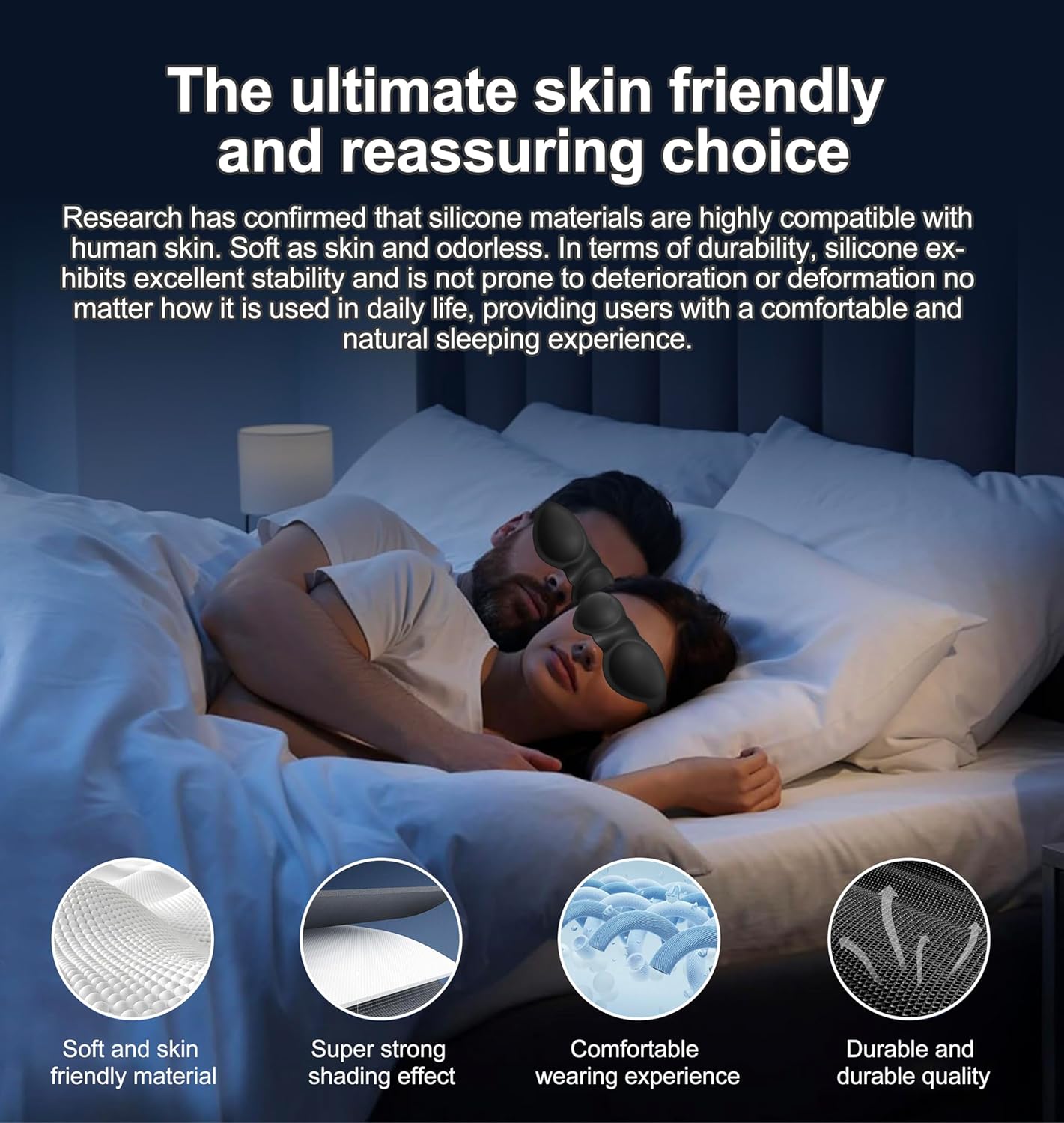 Soft Silicone Sleep Mask for Dry Eyes, Moisture-Retaining Eye Mask for Sleep, Reusable and Washable, Lightweight Comfortable Fit for Insomnia, Yoga, Meditation, Naps, Travel, and Stress Relief