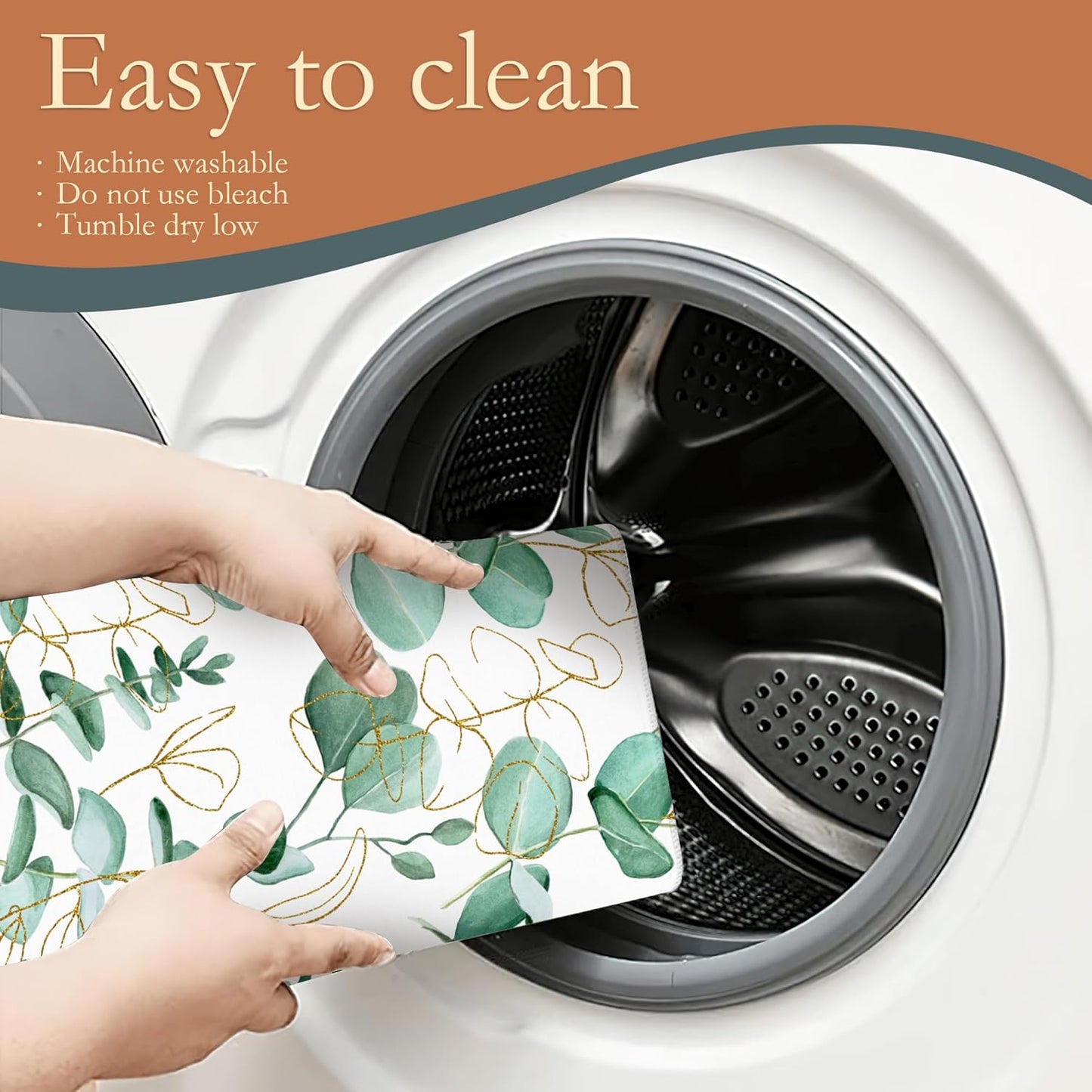 Eucalyptus Leaves Dish Drying Rack Mat for Kitchen Counter,Vintage Boho Dish Drying Pad Absorbent Reversible Microfiber Protector for Coffee Bar Sink Countertops 18x24 Inch