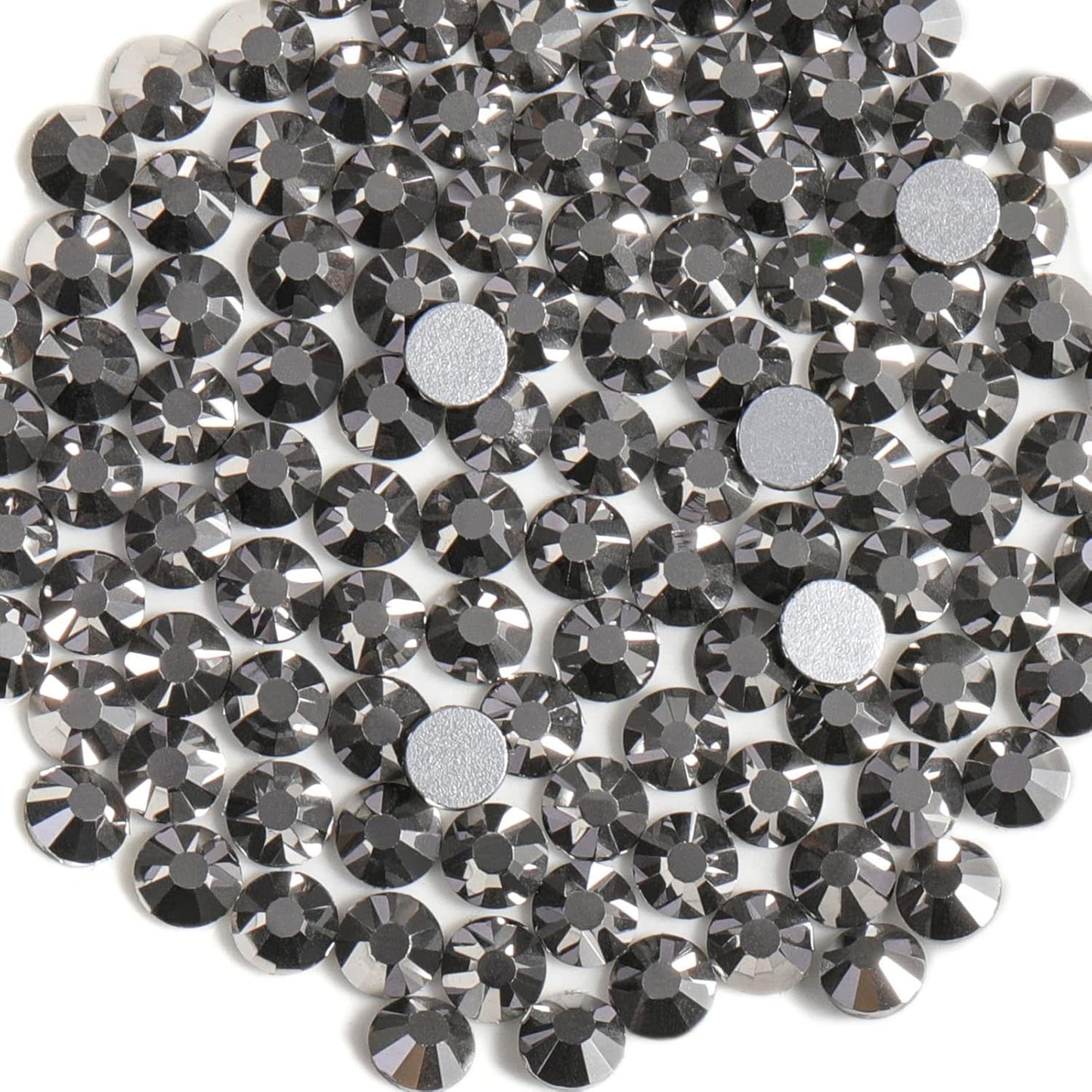 Beadsland 1440 Pieces Flat Back Crystal Rhinestones Round Gems,Hematite,SS8,2.3-2.5mm