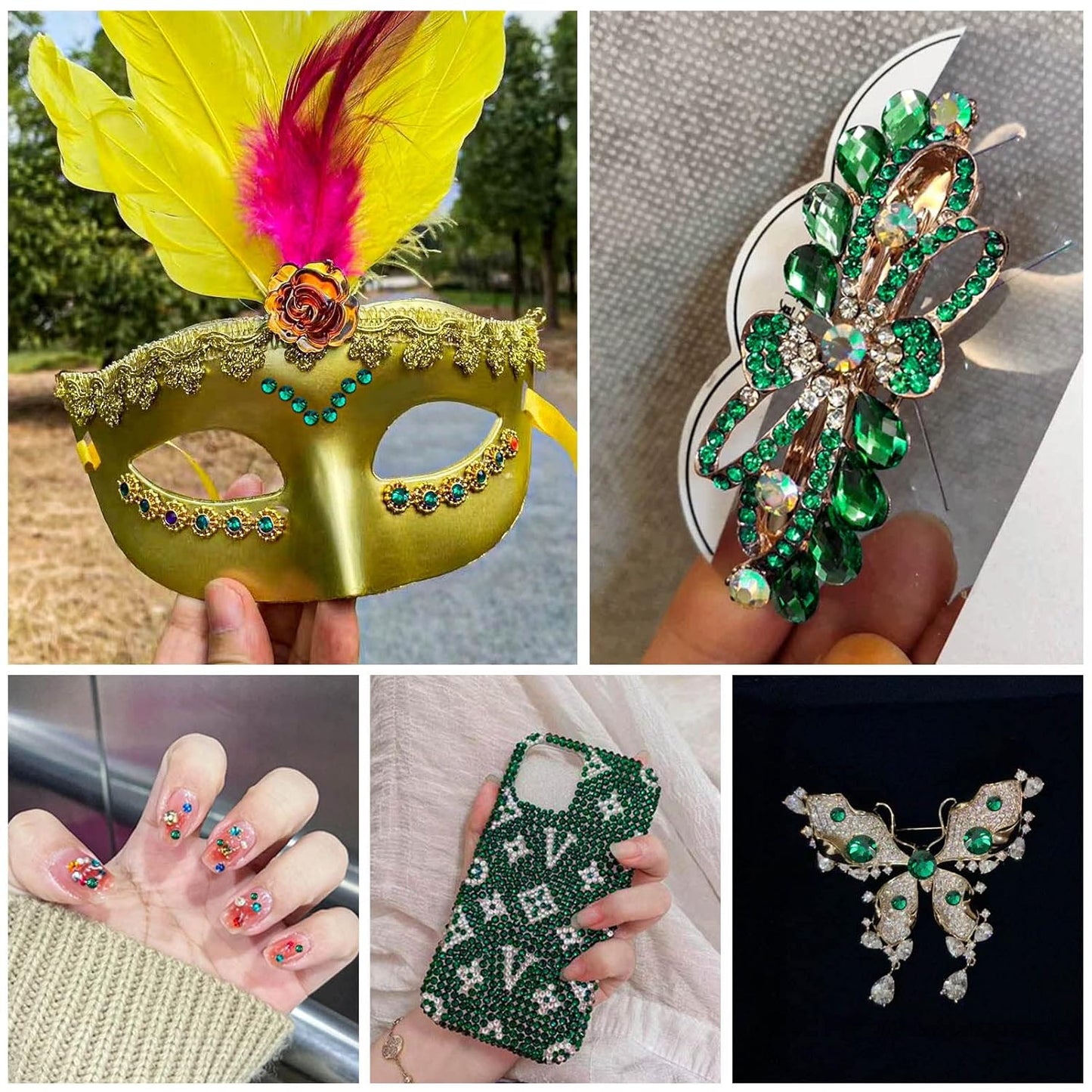 Beadsland 288pcs Flat Back Crystal Rhinestones Round Gems for Nail Art and Craft Glue Fix,Emerald,SS34,7.1-7.3mm