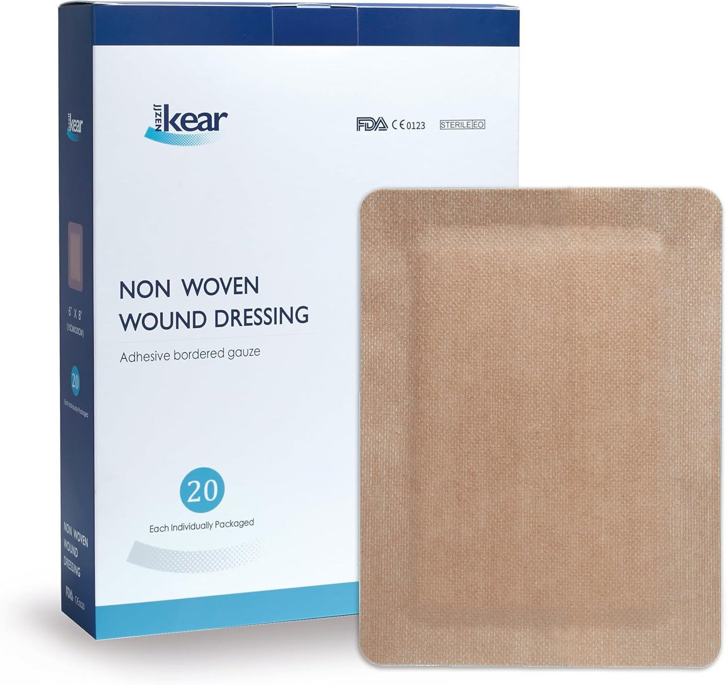 6"X8" 20 PCS Extra Large Sterile Nude Island Dressing Bandage for Wound - Self-Adhesive Boarded Gauze Pads - Latex Free - Medical Grade(Nude, 6"X8"-20PCS)