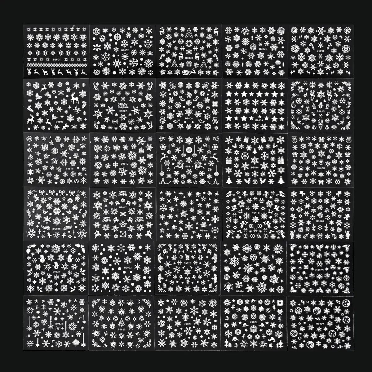 30 Sheet White Snowflakes Nail Art Stickers Christmas Snowflake Decals 3D Self-Adhesive Nail Art Supplies Charms for Nails Art Manicure Tips Decoration