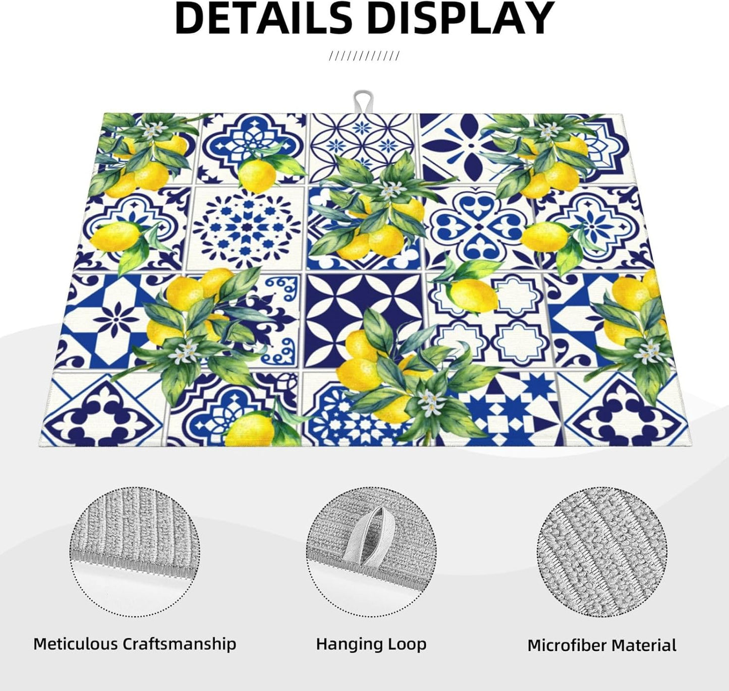 Lemon Mexican Tilt Dish Drying Mat For Kitchen Counter Absorbent Large Kitchen Fast Dry Pad Reusable Washable Protector Rack Large Mat 18 X 24