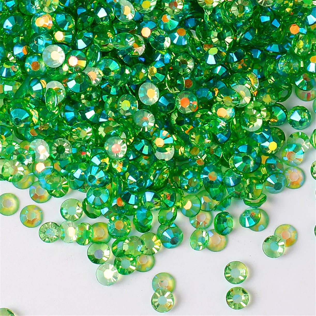 500 Pieces SS30 6mm Flatback Rhinestones AB Clear Round Gems Crystals for Nail Art DIY Crafts Clothes Shoes Bags （Transparent Green AB）