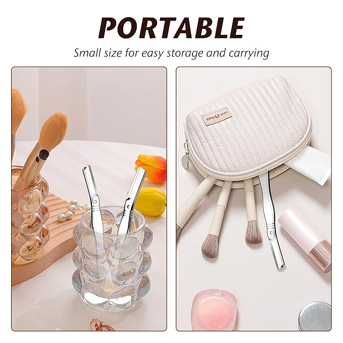 Eyebrow Razor, Dermaplaning Tool for Face, Face Razors for Women, Dermaplane Razor, Hair Removal and Exfoliation, Facial Razor, Face Shaver for Women&Men, 6 Blade Refills with Blade Cover (Silver)