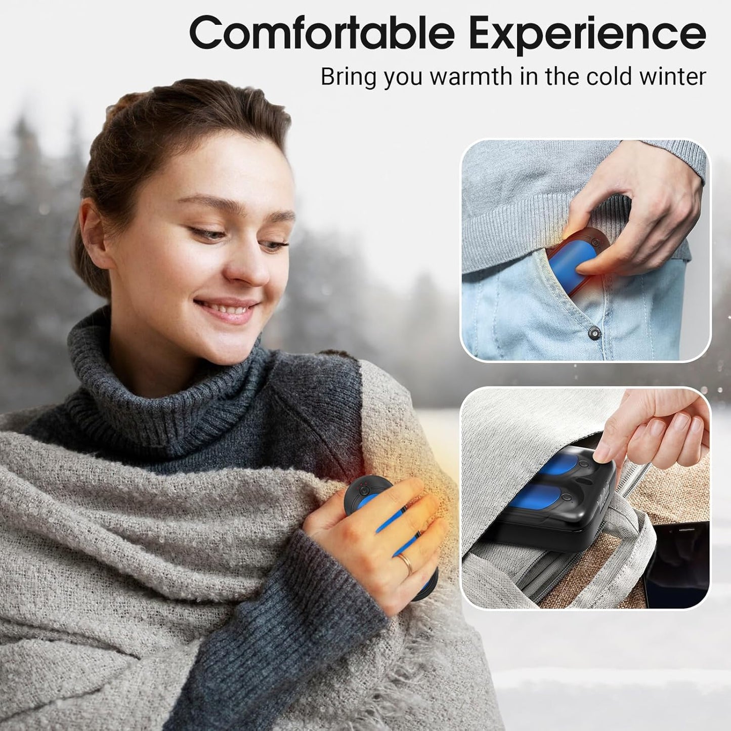 Hand Warmers Rechargeable 2 Packs with 10000 mAh Charging Box, Temperature Control Electric HandWarmers, Portable Pocket Size Heater for Christmas, Outdoors, Hunting, Golf, Sports, Camping Accessories