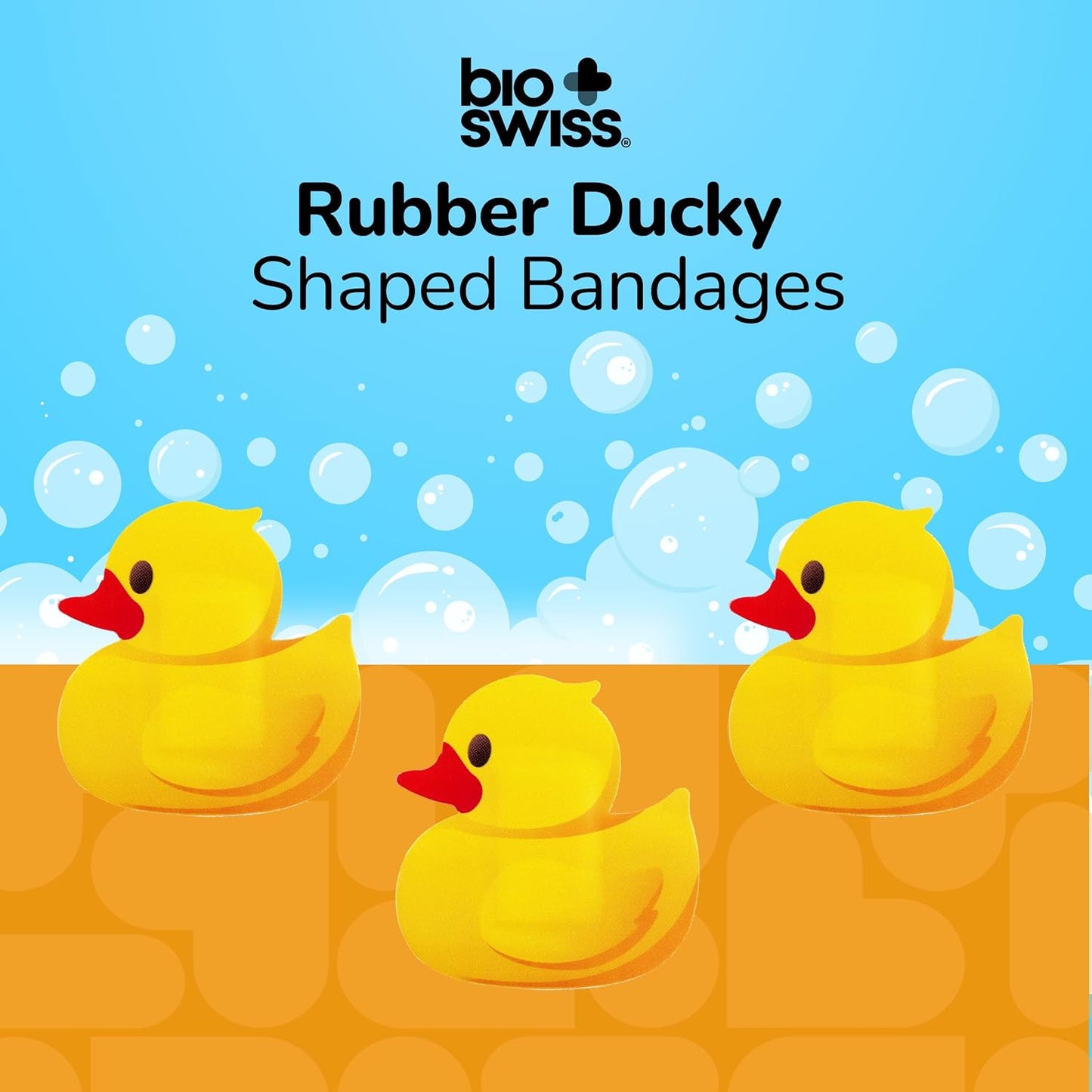 BioSwiss Kids Bandages, Rubber Ducky Shaped Self Adhesive Bandage, Latex Free, Sterile Wound Care, 50 Count