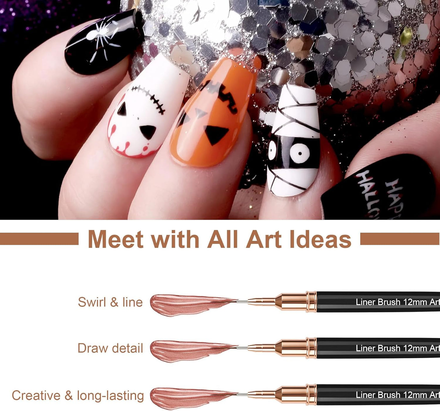 Artdone Nail Striping Tape Lines Kit With Nail Art Pens Dotting Tools And Liner Brushes For Gel Polish Small Detail Drawing Design Paint