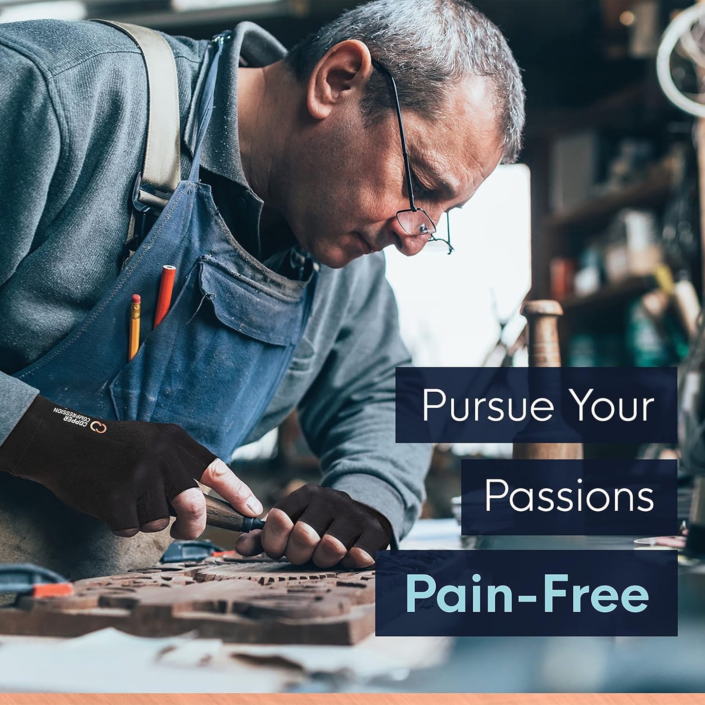 Copper Compression Arthritis Gloves | Fingerless Arthritis Carpal Tunnel Pain Relief for Men & Women | Hand Support Wrist Brace for Neuropathy, Rheumatoid, Tendonitis, Swelling, Crocheting, Typing (S)