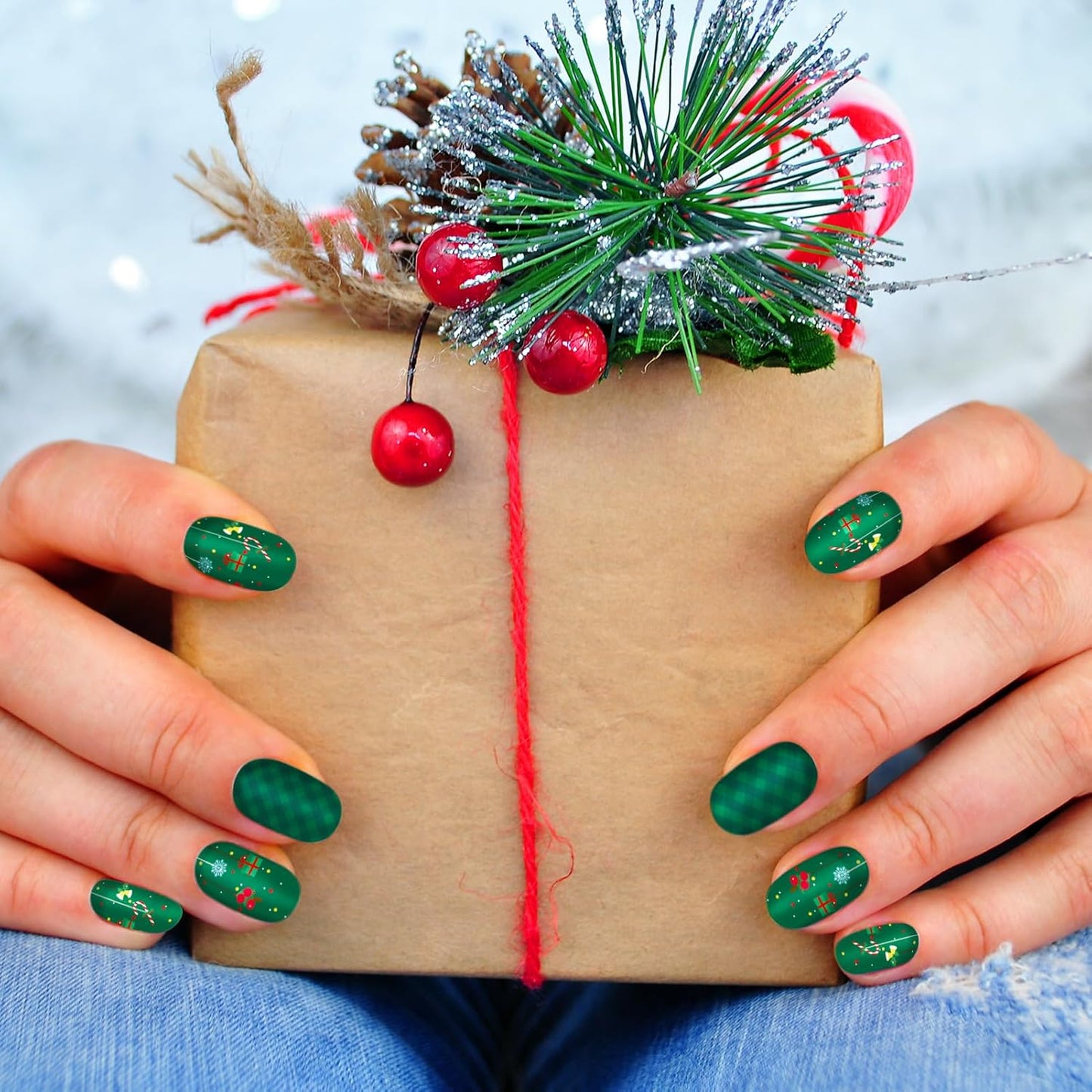 TailaiMei 14 Sheets Christmas Nail Wraps Stickers Nail Polish Strips Self-Adhesive Full Wraps with 2 pcs Nail Files for DIY Nail Art Decals (Celebrate Style)