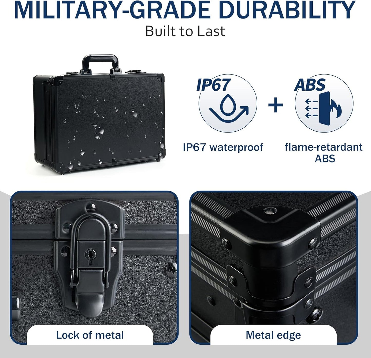 MoyRetty Professional Barber Case, Barber Suitcase 6 Clipper Slots & 8 Shear Holders, 17.13" Portable Aluminum Organizer for Hair Stylists & Pet Groomers-Black