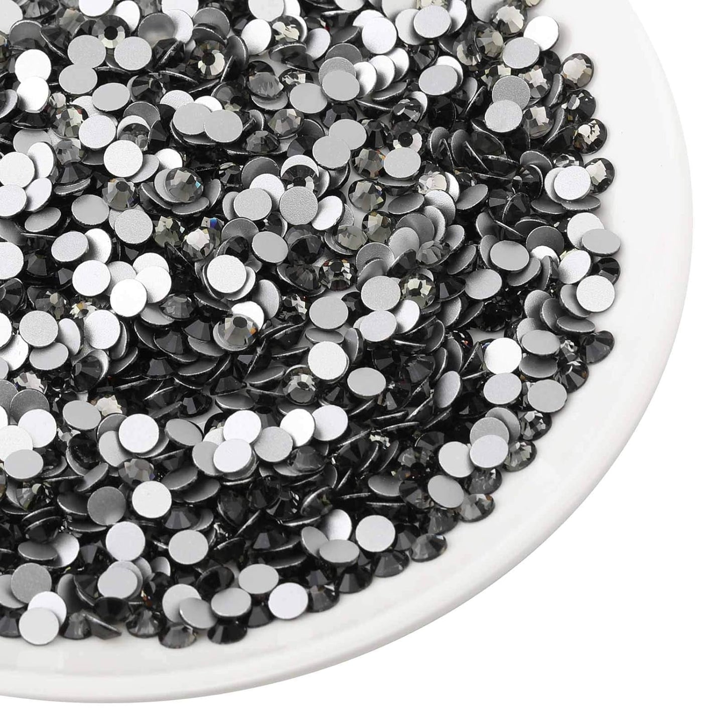 Beadsland 2880pcs Flat Back Crystal Rhinestones Round Gems for Nail Art and Craft Glue Fix,Black Diamond,SS4,1.5-1.7mm
