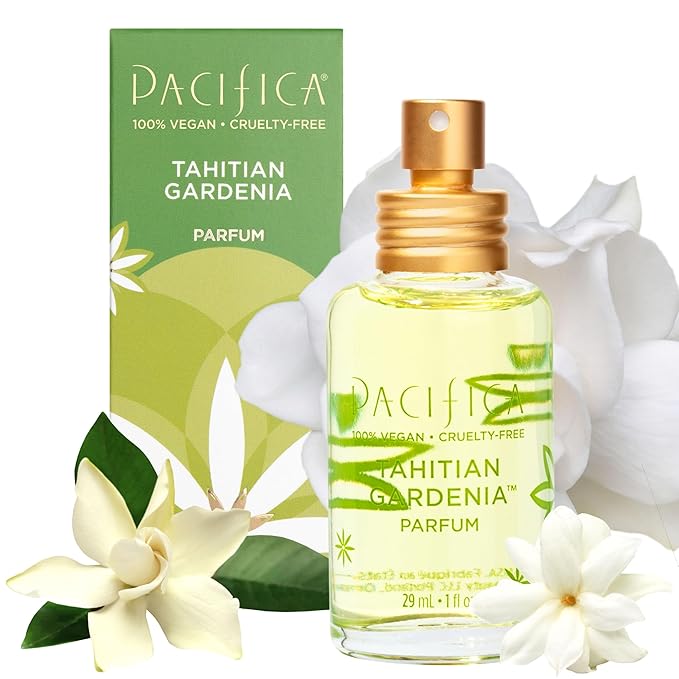 Pacifica Tahitian Gardenia Perfume Spray 1oz – Tropical Floral Fragrance with Gardenia Bloom, Jasmine & Sweet Orange, Warm Vanilla Coconut Notes, Vegan & Cruelty-Free Clean Perfume for Women