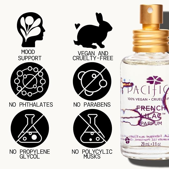 Pacifica French Lilac Spray Perfume – Clean Vegan Floral Fragrance for Women, Fresh-Cut Lilac & Powdery Magnolia Notes, Long-Lasting Romantic Spring Scent, 1 oz