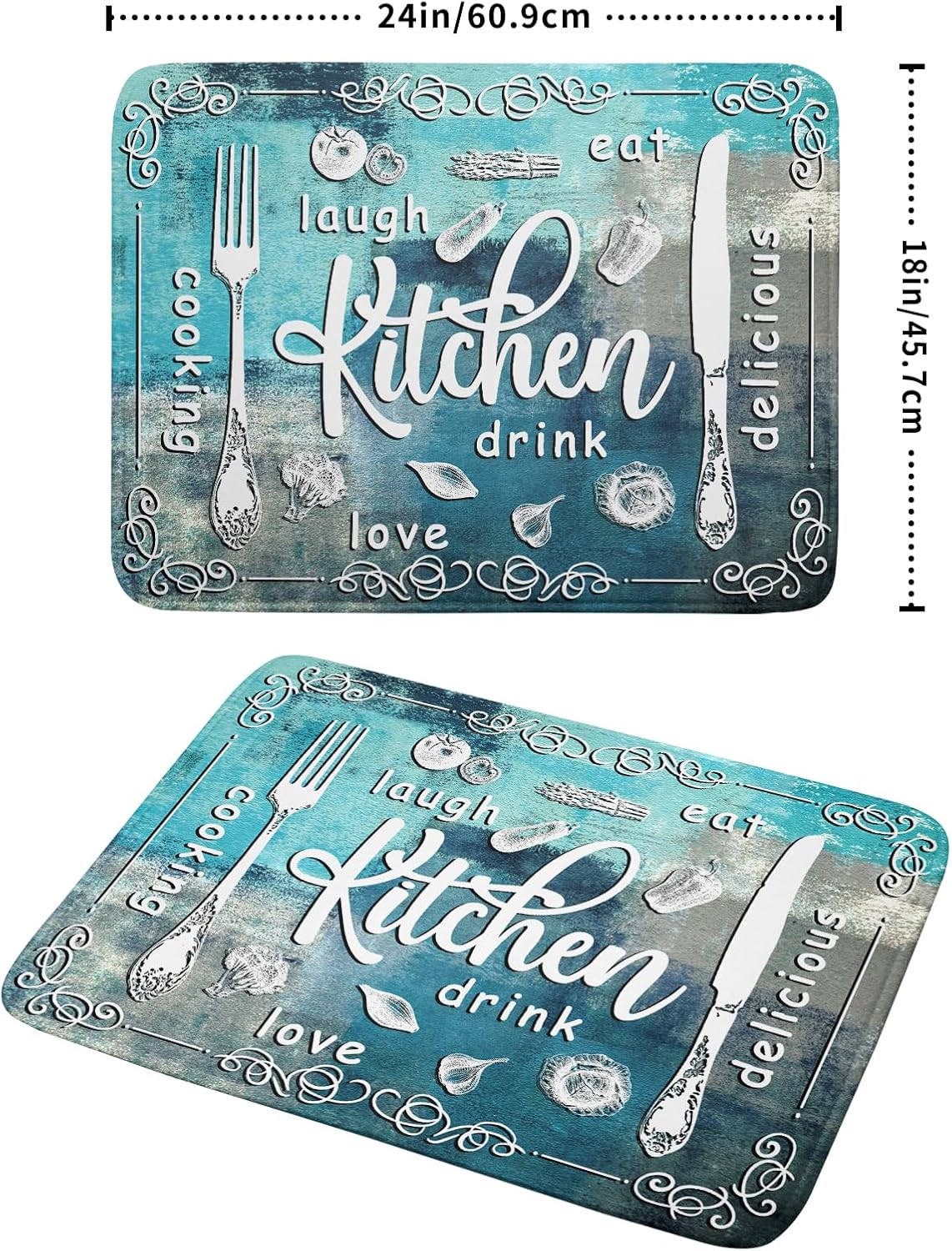 Blue Grey Dish Drying Mat 18x24 Inch Cooking Delicious Absorbent Drying Pad Heat Resistant Dish Drainer Mats for Kitchen Countertop