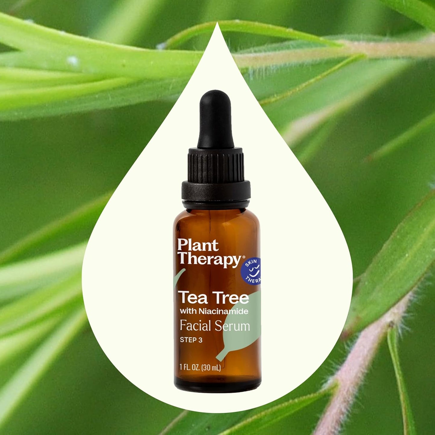 Plant Therapy Tea Tree with Niacinamide Facial Serum 1 oz with Tea Tree Essential Oil, Witch Hazel, and Willow Bark, Excellent for Problem Skin While Creating Healthy, Clear Skin