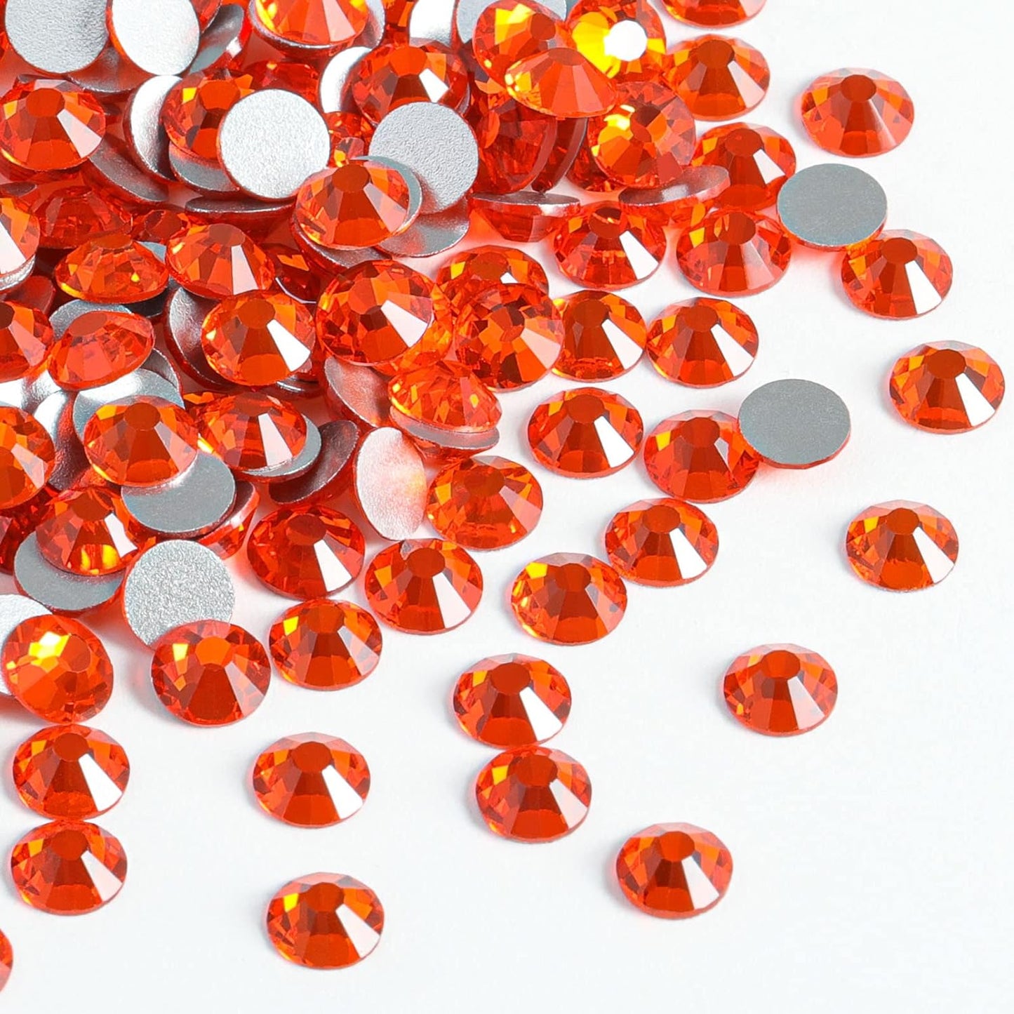 beadsland Flat Back Crystal Rhinestones Round Gems for Nail Art and Craft Glue Fix, Orange (2.9-3.0mm) SS12/1440pcs