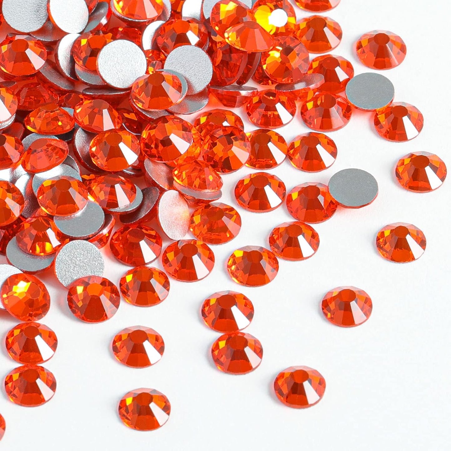 Beadsland 144 Pieces Flat Back Crystal Rhinestones Round Gems, Orange, SS40, 8.4-8.7mm