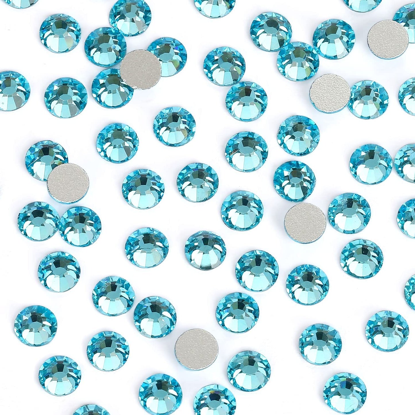 3000Pcs Aquamarine Crystal Rhinestones,Glass Flatback Rhinestones Mini Gemstones for Nail Face Makeup Art Crafts Clothes Decoration -(SS10,2.8mm,Aquamarine)