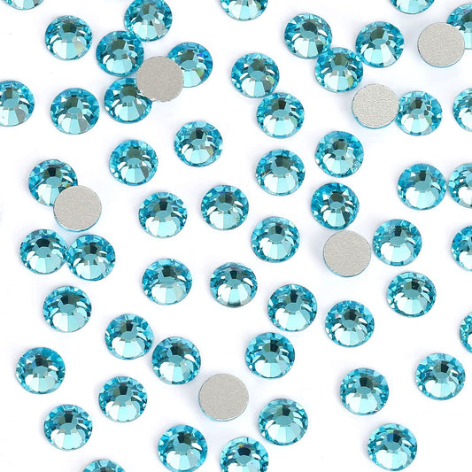 3000Pcs Aquamarine Crystal Rhinestones,Glass Flatback Rhinestones Mini Gemstones for Nail Face Makeup Art Crafts Clothes Decoration -(SS8,2.4mm,Aquamarine)