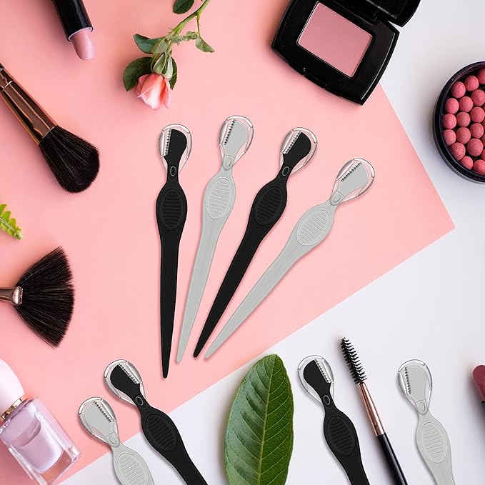 Mudder 28 Pcs Eyebrow Razor Knife Shaver Trimmer Shaver Multipurpose Exfoliating Tool Facial Hair Removal for Women Valentine Gift Giving(Black,Gray)