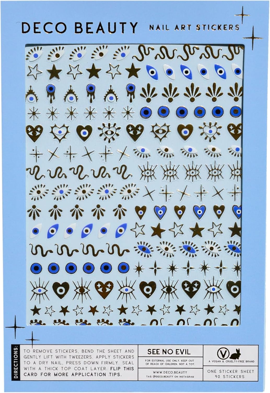 See No Evil Nail Stickers - Lightweight & Easy-to-Apply Nail Art with Trendy Designs - Durable & Long-Lasting Nail Stickers for Women, Ideal for DIY Manicures & Salon-Quality Nails