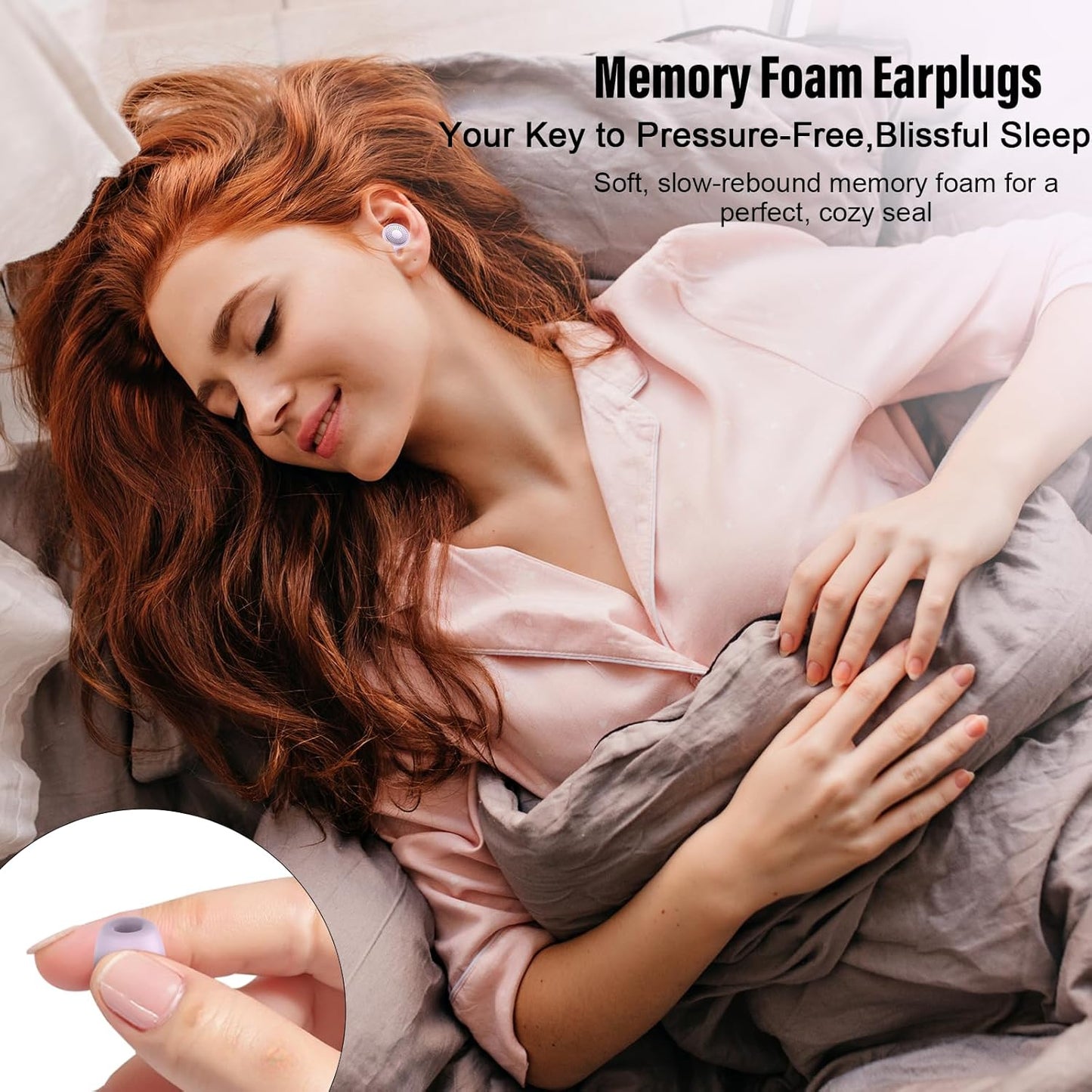 Ear Plugs, Sleep Earplugs with Cleaning, Memory Foam & Silicone Tips, Noise Reduction up to 35 dB, with 3 Sizes & Case, Reusable, Noise Protection Earplug for Side Sleepers, Travel, Work Purple
