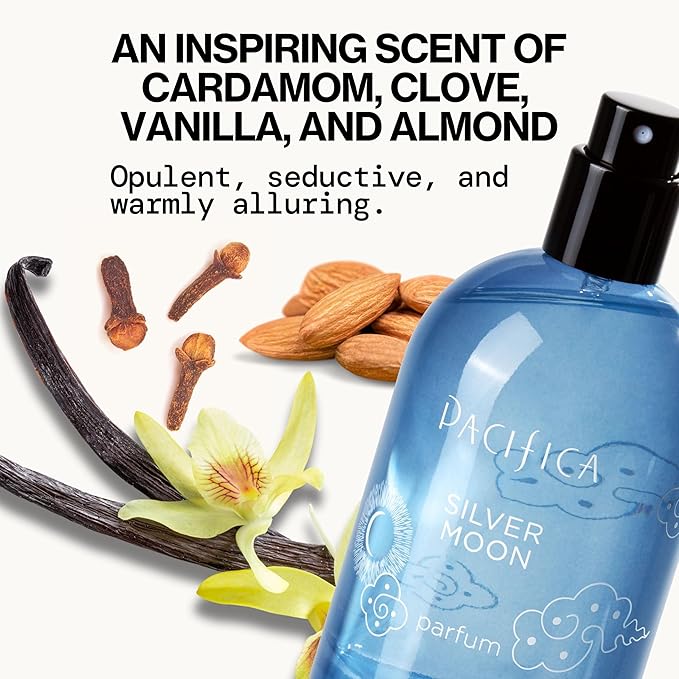 Pacifica Beauty Mood Moons Spray Perfume Set, Fragrances, Travel Perfume, Dream Moon, Flower Moon, Neon Moon, Blue Moon, Silver, Moon, Clean Perfume, Mini Perfume, Vegan, 0.05 fl oz Each (Set of 5)