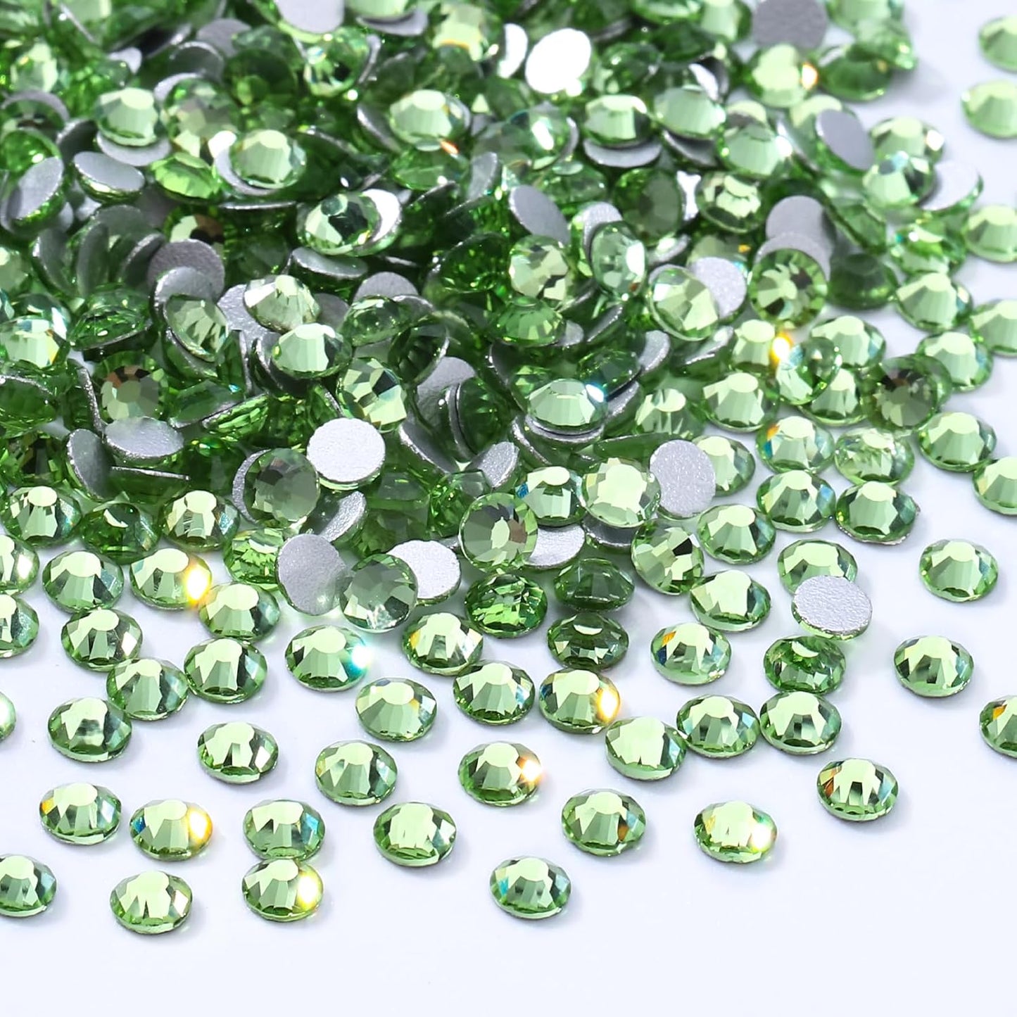 Light Green Flatback Rhinestones, Glass Rhinestones for Nail Art and Craft, Glue Fix, Loose Crystal Gemstones(Lt.Green, SS8, 1440pcs, 2.3-2.5mm)
