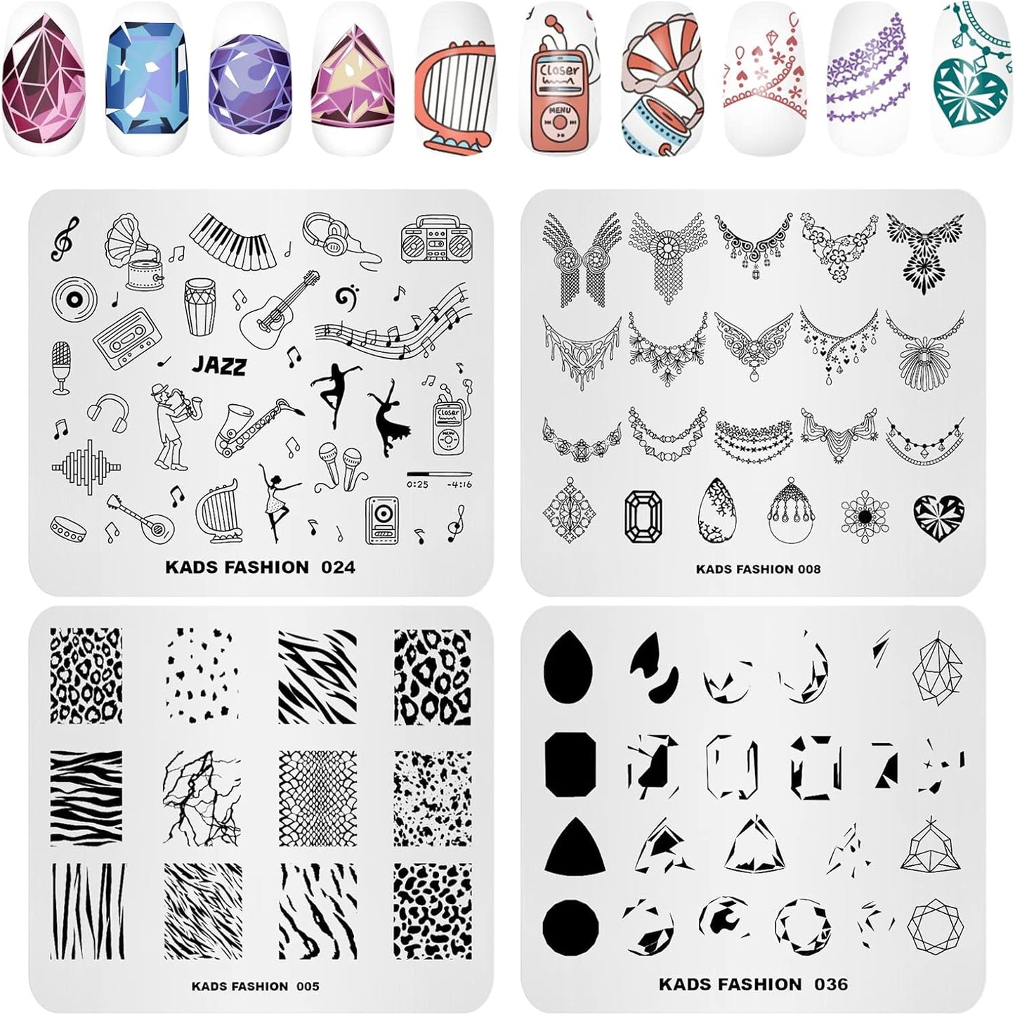 KADS 20pcs Nail Stamp Plates set Nails Art Stamping Plates Leaves Flowers Animal Nail plate Template Image Plate (20Pcs + Stamper)