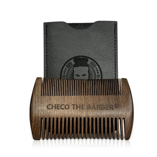 Beard Comb for Men, Natural Sandalwood Dual Action Fine Tooth Comb, Handmade Premium Wood, Fine and Coarse Teeth, Perfect for Balms and Oils
