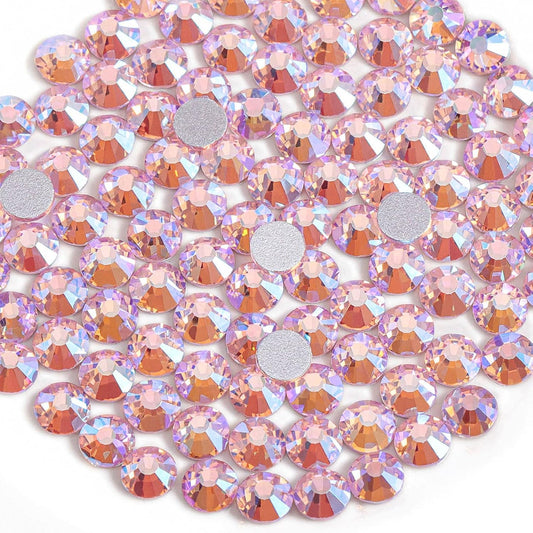 Beadsland 1440 Pieces Flat Back Crystal Rhinestones Round Gems,Light Pink AB,SS10,2.7-2.9mm